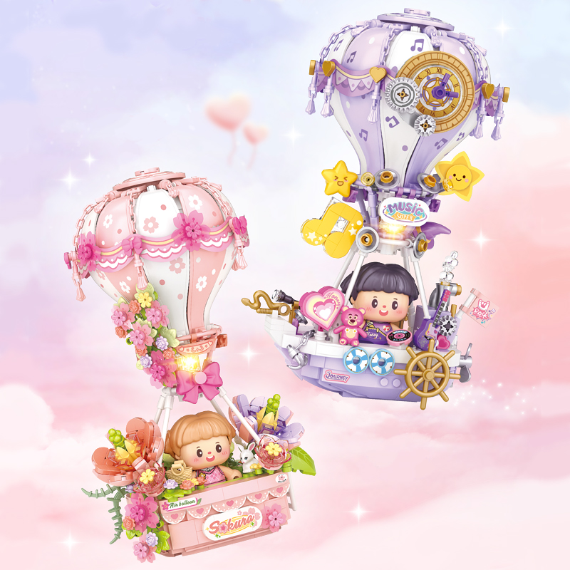 Coco Coir Block - LOZ ココアドベンチャー 桜の花 熱気球 組み立てブロック DIYモデル